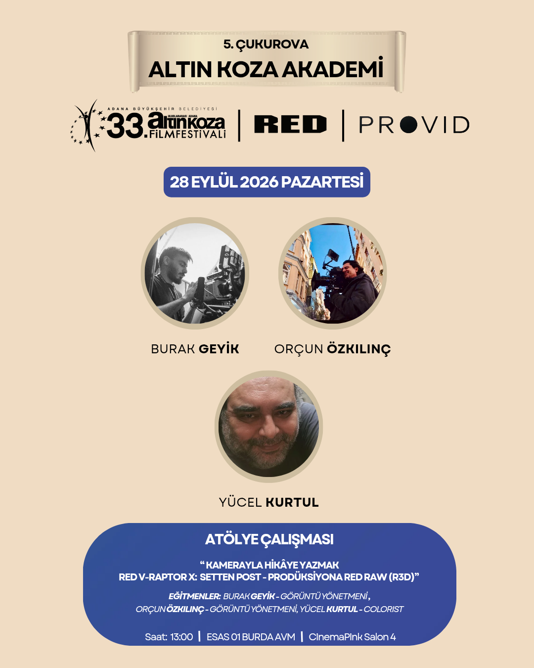 Etkinlik Programı - 33. Uluslararası Adana Altın Koza Film Festivali